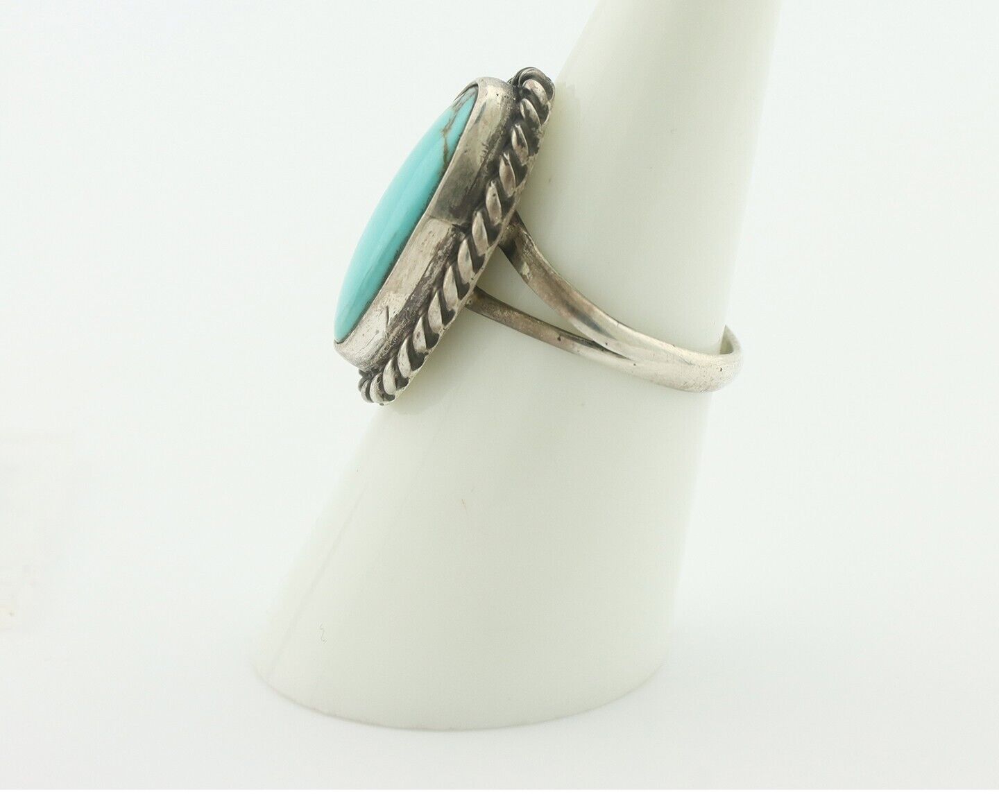Navajo Ring 925 Silver Natural Blue Turquoise Signed M Montoya C.80's