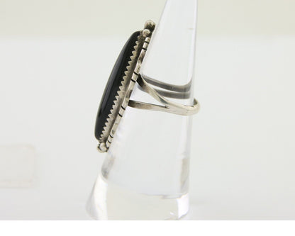 Navajo Handmade Ring 925 Silver Black Onyx Native American Artist C.80's