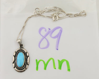 Navajo Necklace 925 Silver Natural Turquoise Artist M Montoya C.80's
