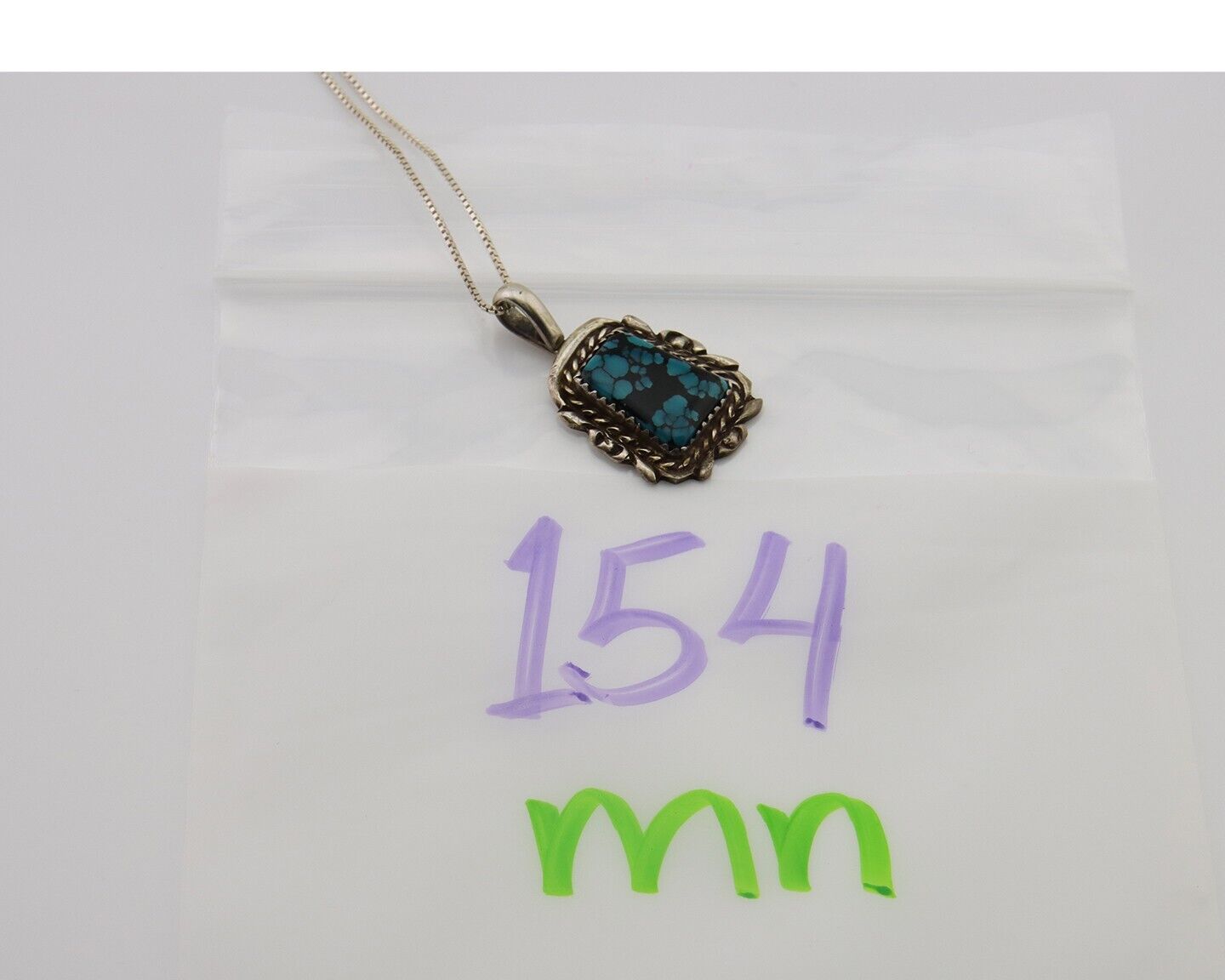 Navajo Necklace 925 Silver Turquoise Artist Signed Billy Eagle C.80's