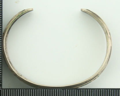 Navajo Bracelet 925 Silver Inlaid Turquoise Coral Artist Signed Stanley Bain C80