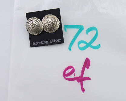 Navajo Small Shield Earrings 925 Silver Native American Artist C.80's
