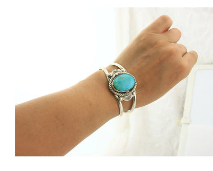 Navajo Cuff Bracelet Sterling Silver Turquoise Native Artist Signed Randy Boyd