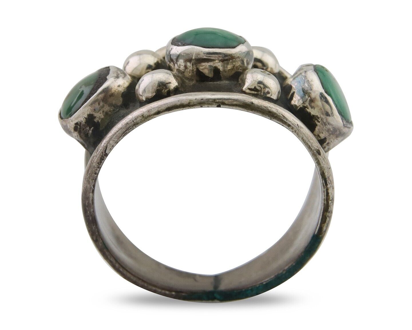 Navajo Handmade Ring 925 Silver Natural Turquoise Native Artist C.80's