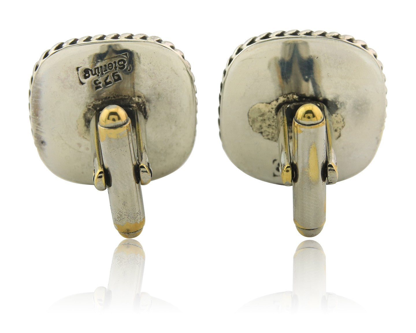 Navajo Cufflinks 925 Silver Native American Artist Natural Onyx C.80's