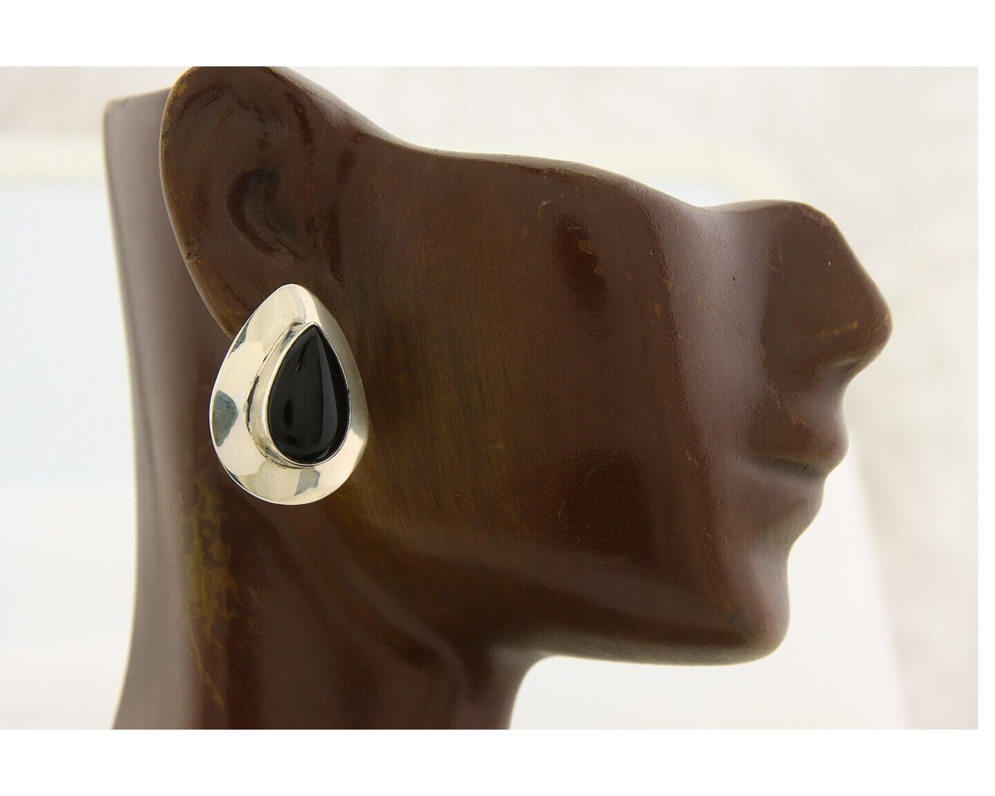 Navajo Earrings 925 Silver Handmade Natural Black Onyx Native American C.80's