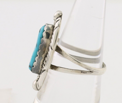 Navajo Ring 925 Silver Sleeping Beauty Turquoise Signed V & N EDSITTY C.80's