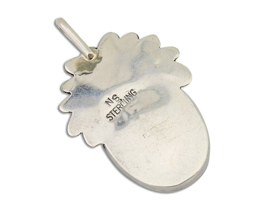 Navajo Pendant 925 Silver Onyx Native Artist Signed NS C.80's