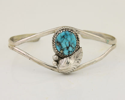 Navajo Hand Stamped Cuff Bracelet Turquoise 925 Silver Native American Artist