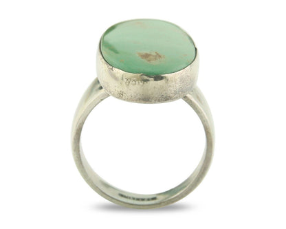 Navajo Men Ring 925 Sterling Natural Green Turquoise Signed M Montoya C.80's