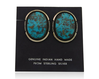 Navajo Earrings 925 Silver Turquoise Artist Signed William Denetdale C.80's