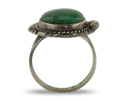 Navajo Ring 925 Silver Green Turquoise Artist Signed William Denetdale C.80's