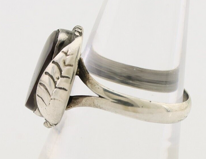 Navajo Handmade Ring 925 Silver Natural Fire Opal Native Artist Size 8.0 C.80's