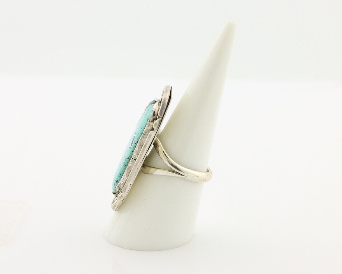 Navajo Ring 925 Silver Spiderweb Turquoise Native American Artist C.80's