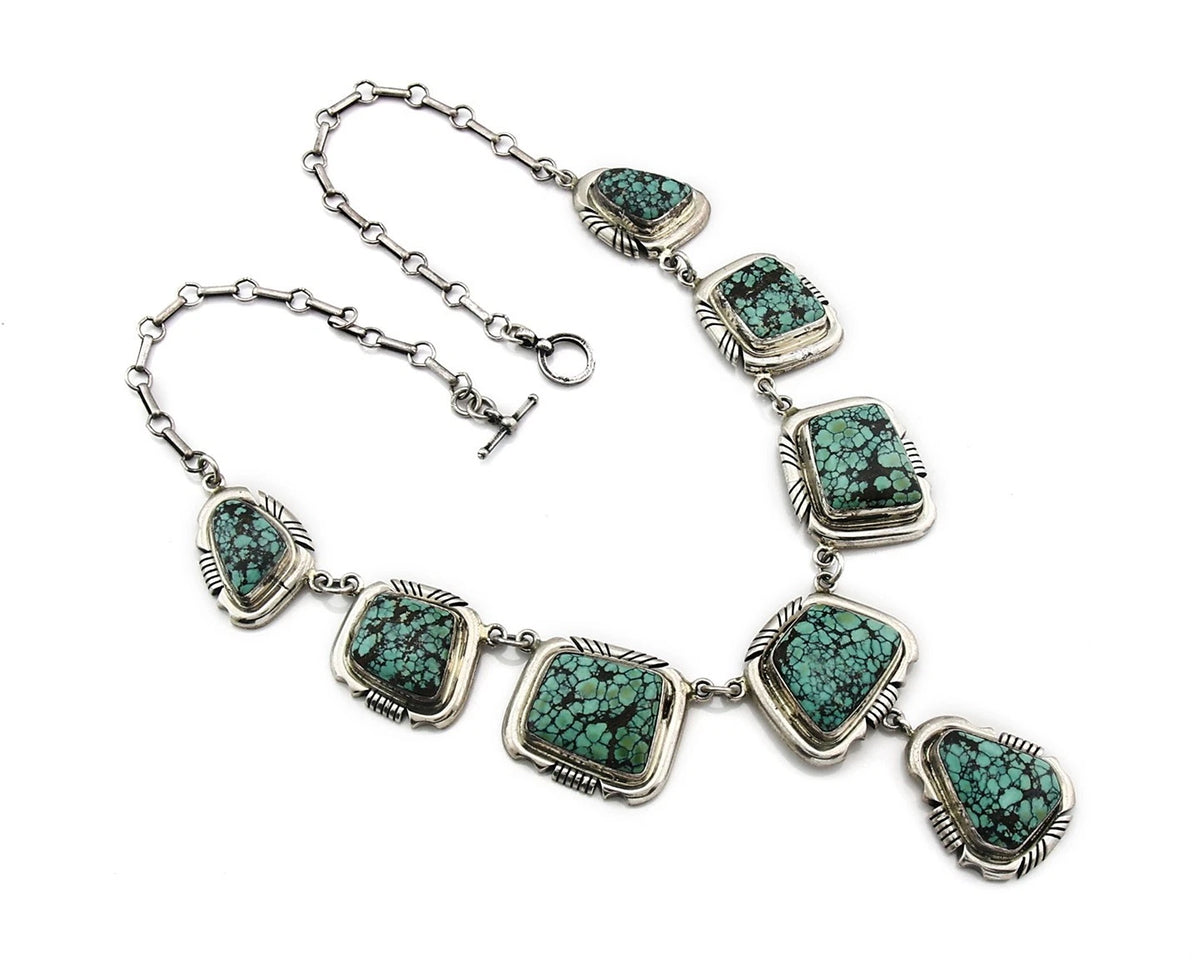 Navajo Necklace Earring Set Sterling Silver Vintage Signed Lee Bennett C.80's