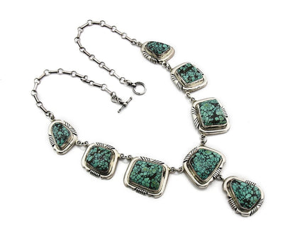 Navajo Necklace Earring Set Sterling Silver Vintage Signed Lee Bennett C.80's