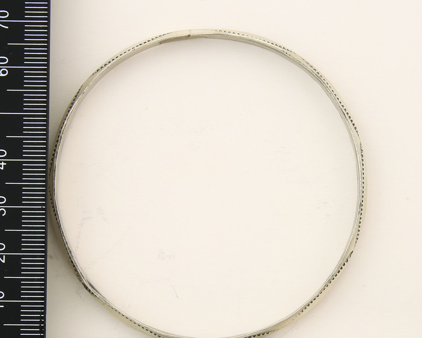 Navajo Bangle Bracelet 925 Silver Hand Stamped Triangle Native Artist C.80's