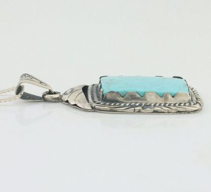 Navajo Necklace 925 Silver Turquoise Native Artist Signed Sunset C.80's