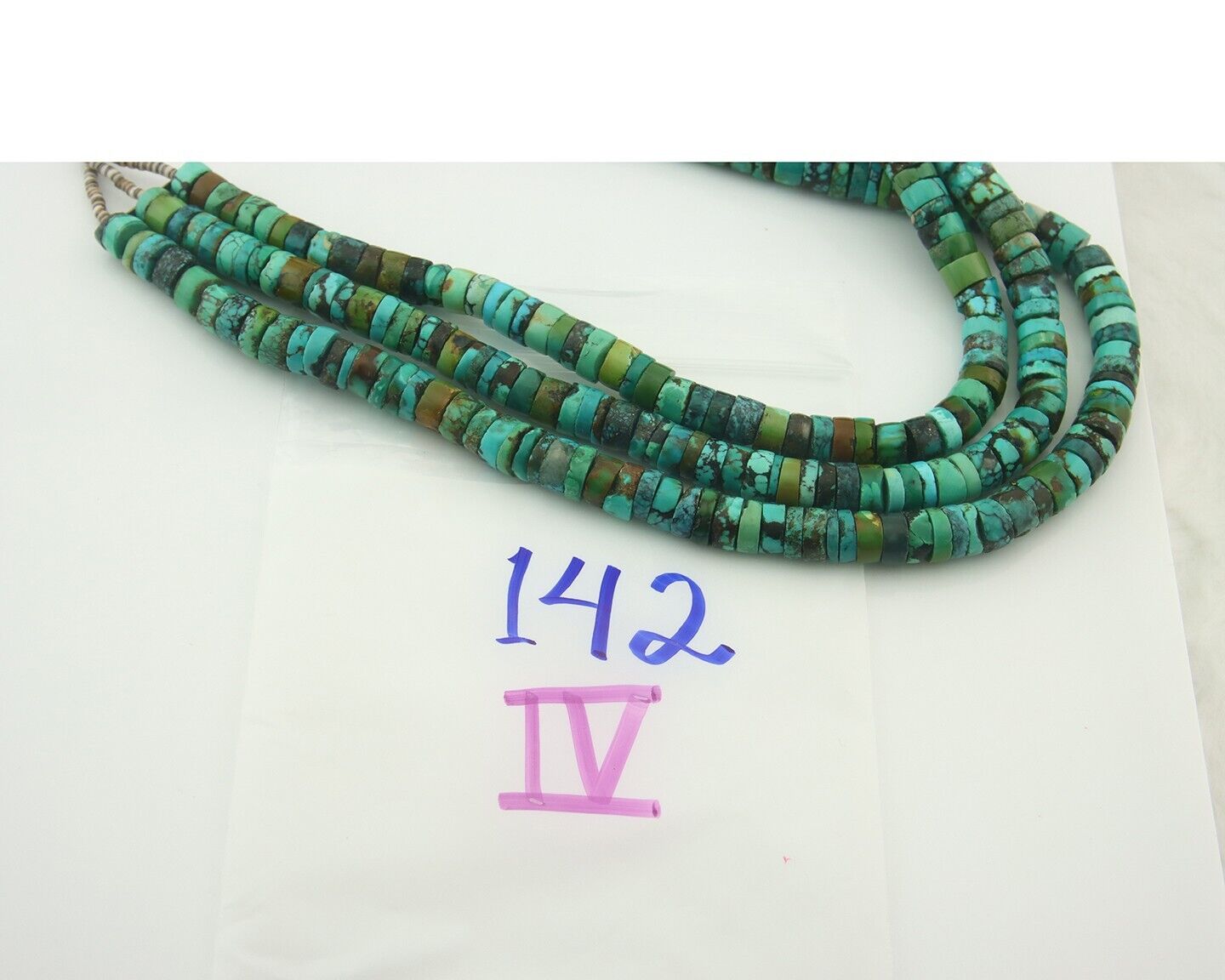 Vintage Bead Necklace 925 Silver Natural Turquoise Handmade Santo Domingo