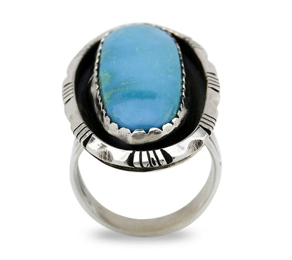 Large Navajo Museum Quality Handmade .925 Solid Silver Natural Turquoise Ring