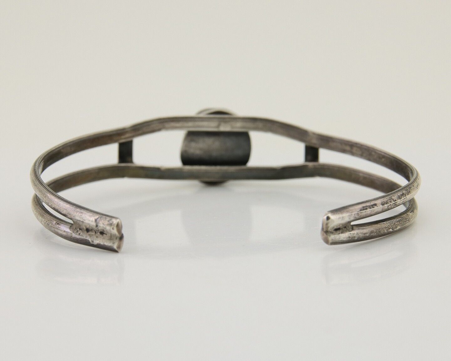Navajo Hand Stamped Cuff Bracelet Turquoise 925 Silver Native American Artist