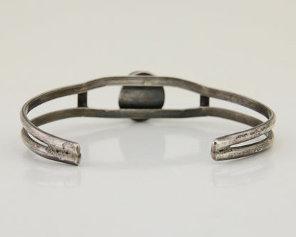 Navajo Hand Stamped Cuff Bracelet Turquoise 925 Silver Native American Artist