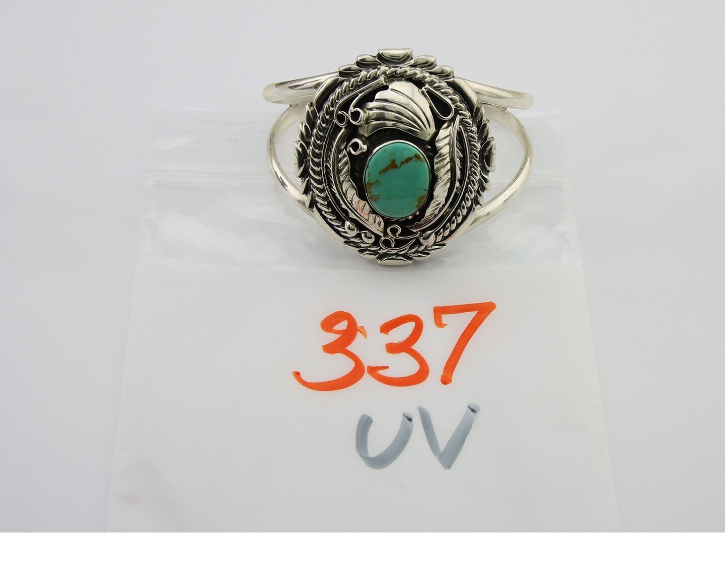 Navajo Cuff Bracelet 925 Silver Cuff Turquoise Cuff Native American Artist C80's