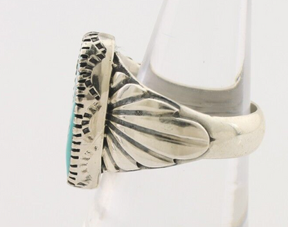 Navajo Ring 925 Silver Sleeping Beauty Turquoise Artist Signed DK C.80's