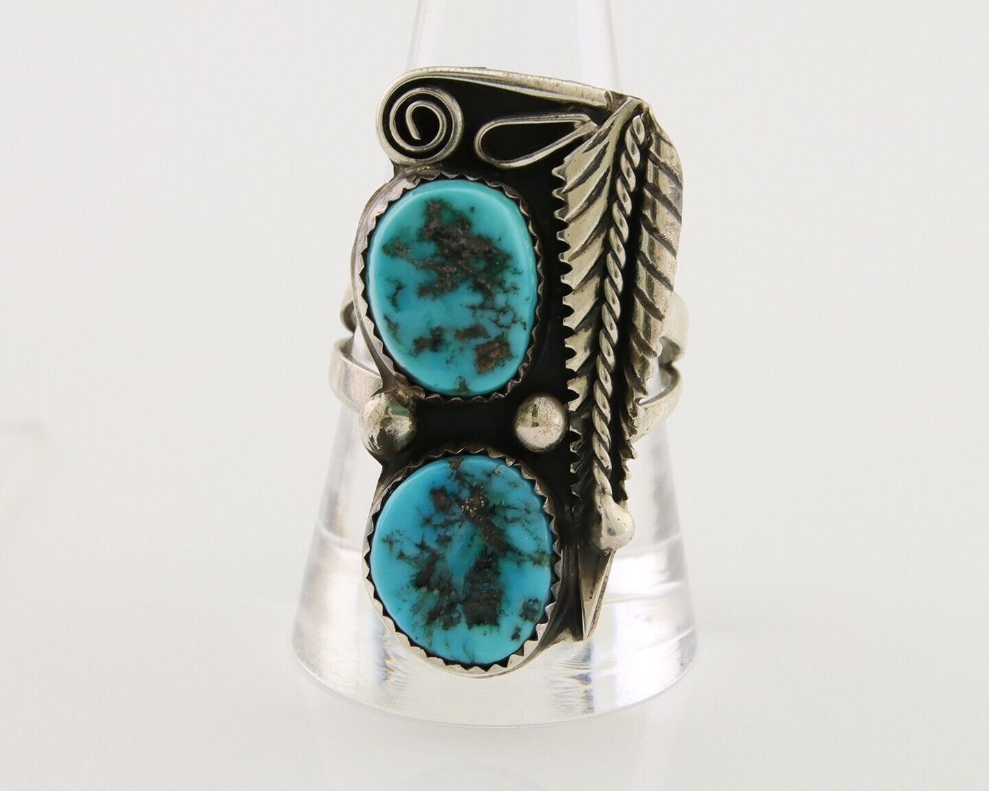 Navajo Ring 925 Silver Natural Blue Turquoise Native American Artist C.80's