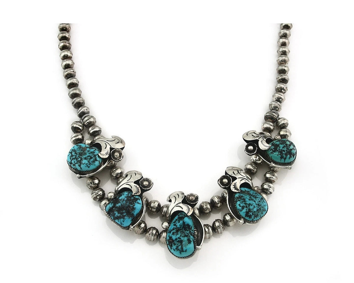 Navajo Necklace Blue Turquoise Vintage Handmade Signed S Emerson C.80's