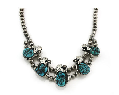 Navajo Necklace Blue Turquoise Vintage Handmade Signed S Emerson C.80's