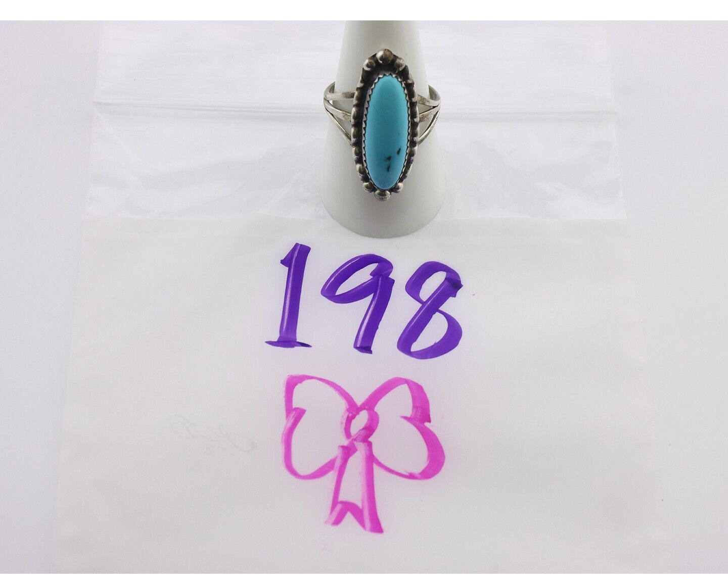 Navajo Ring .925 Silver Sleeping Beauty Turquoise Signed SkyStone Creations C80s