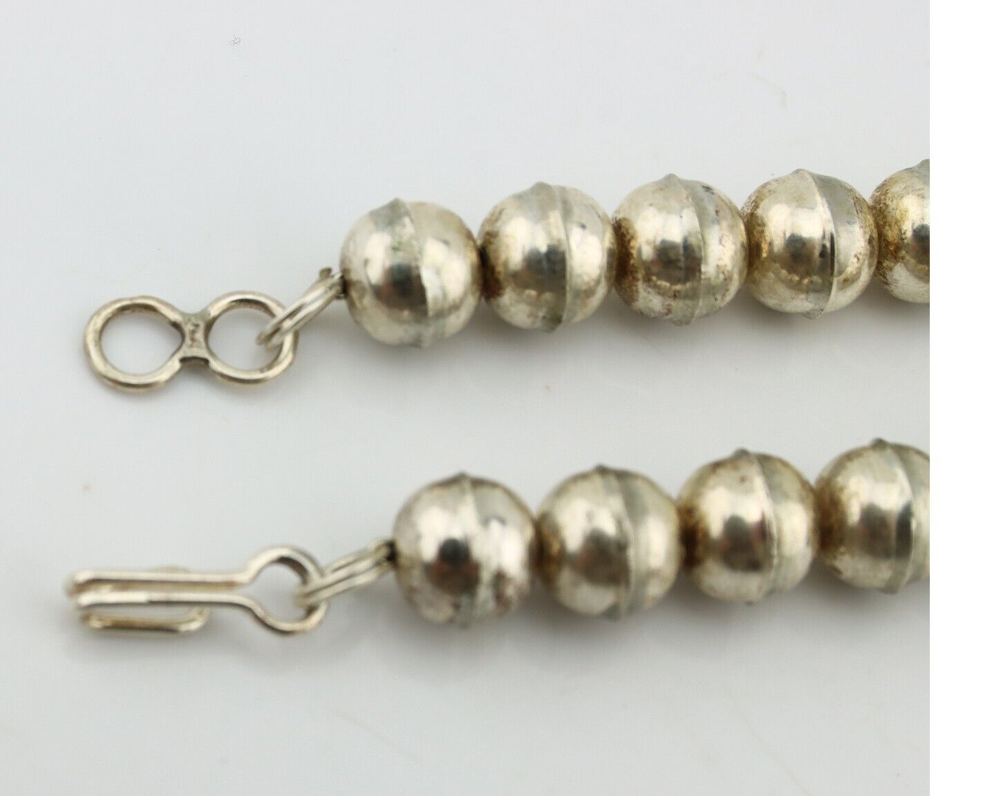 Navajo Squash Necklace 925 Silver Natural Pink Mussel Native American Artist C80