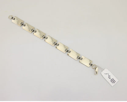 Navajo Hamdmade Link Bracelet 925 Silver Native American Artist C.80's