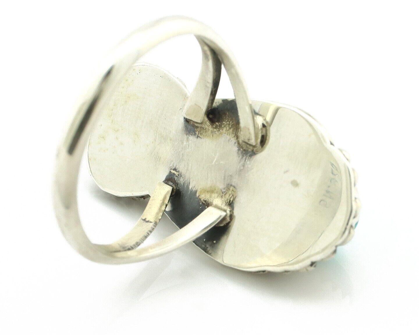 Navajo Ring .925 Silver Natural Mined Neveda Turquoise Artist Signed SN C.80's