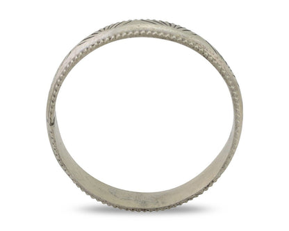 Navajo Hand Stamped Band 925 Silver 6.0 mm Signed Larry Chavez Size 12.75 C.80's