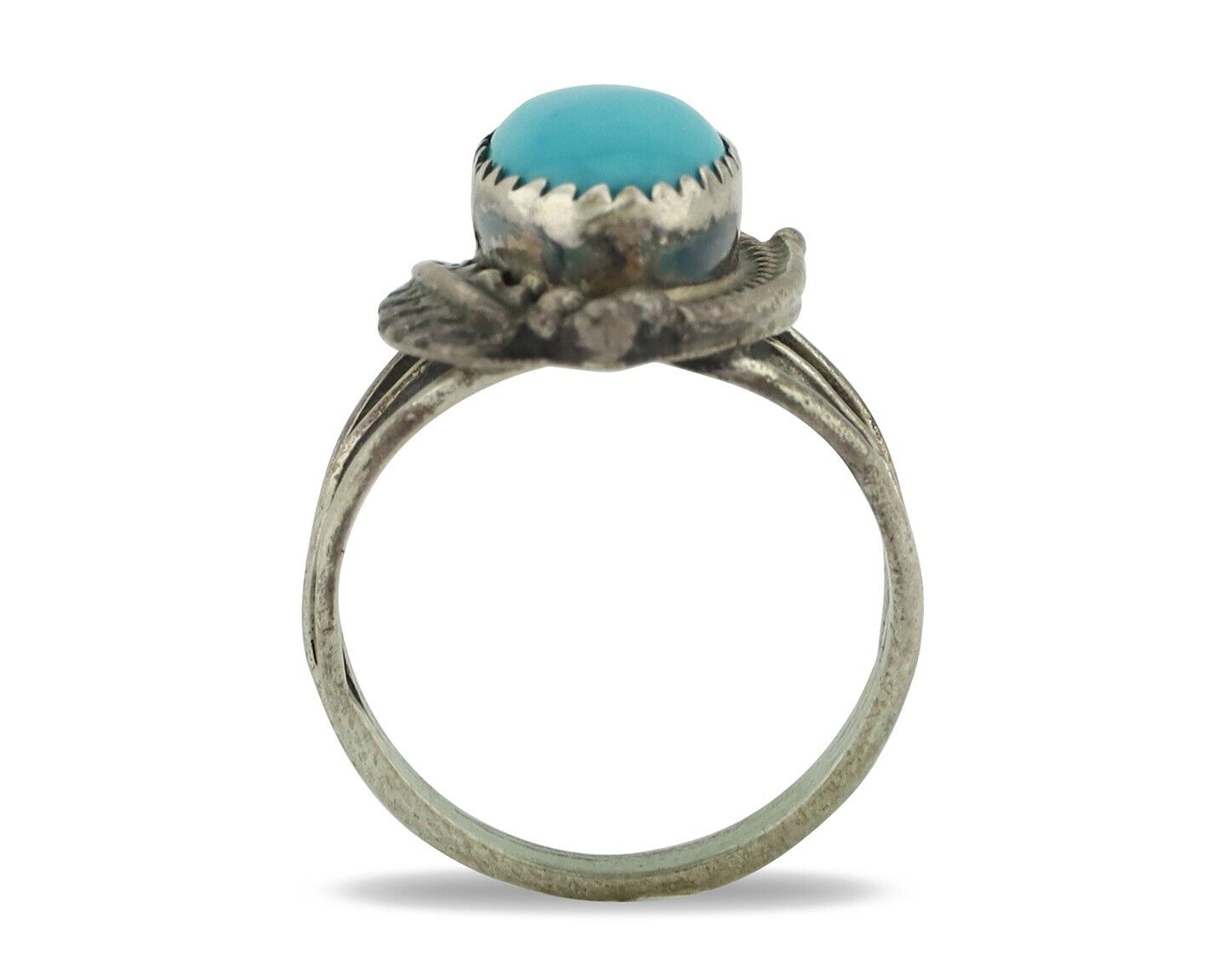 Navajo Ring 925 Silver Sleeping Beauty Turquoise Artist Signed JW C80