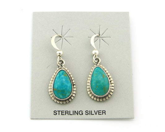 Navajo Earrings Sterling Silver Natural Turquoise Vintage Signed M