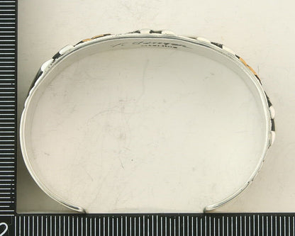 Navajo Bracelet Gold & 925 Silver Handmade 16 mm Wide Signed Thomas Singer C80s