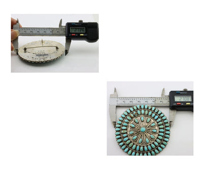 Navajo Pin Pendant 925 Silver Natural Kingman Turquoise Signed LMB C.80's