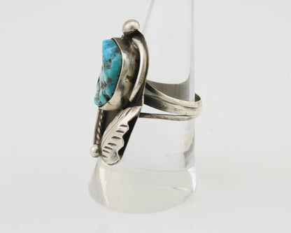 Navajo Ring 925 Silver Natural Blue Turquoise Signed David Garcia C.80's