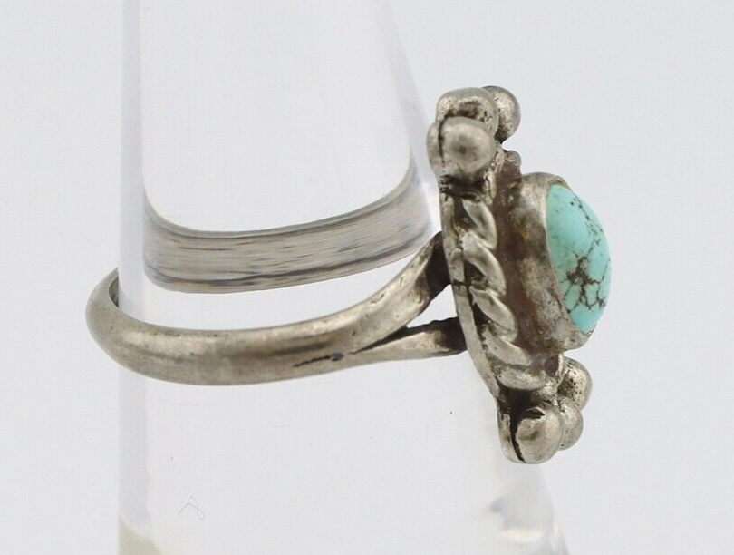 Navajo Ring 925 Silver Natural Blue Turquoise Native American Artist C.1980's