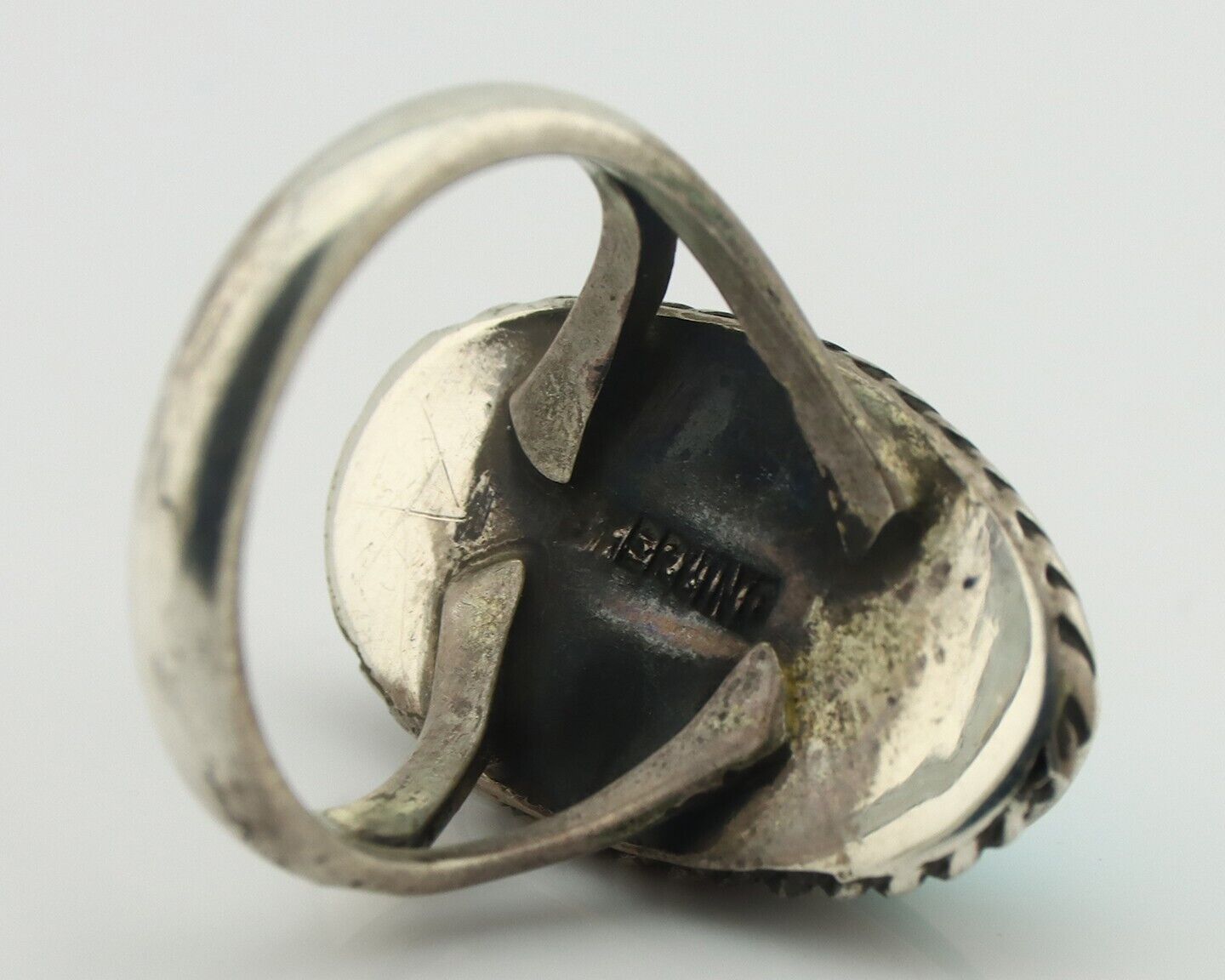 Navajo Ring .925 Silver Natural Blue Turquoise Native American Artist C.80's