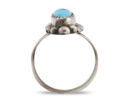 Navajo Ring .925 Silver Sleeping Beauty Turquoise Signed SkyStone Creations C80s