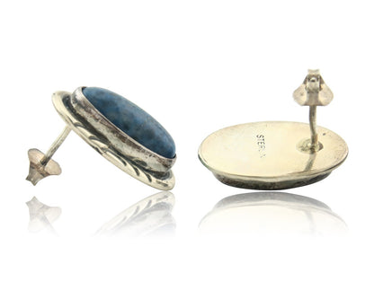 Navajo Dangle Earrings Sterling Silver Lapis Vintage Authentic
