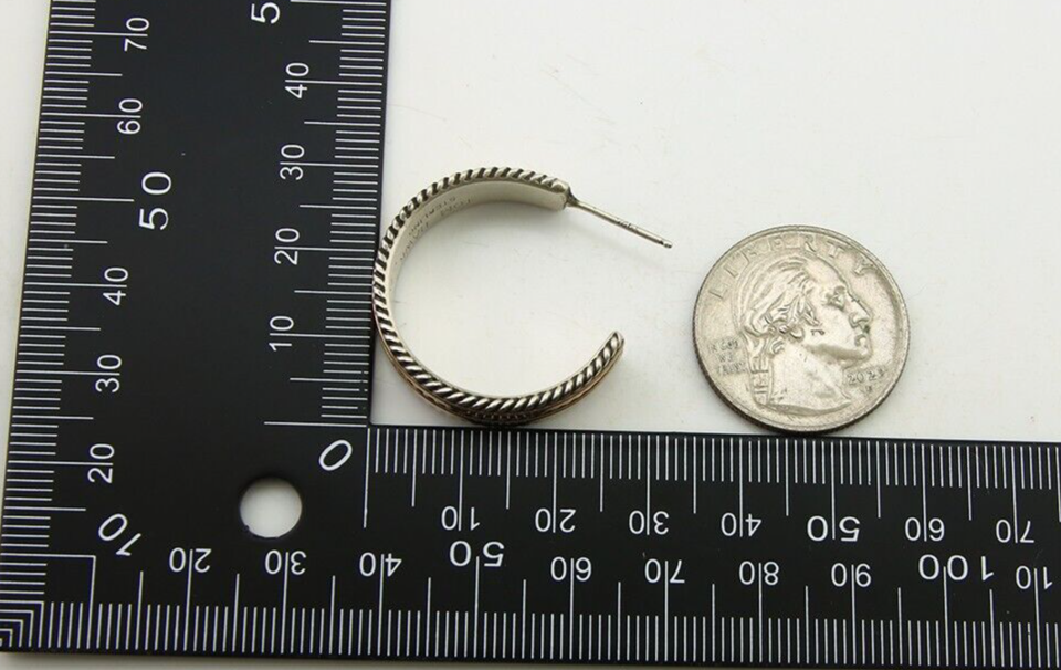 Navajo Earrings 925 Silver & Gold Handmade Artist Signed Tom Hawk C.80's