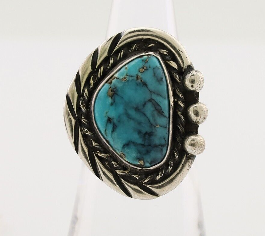 Navajo Handmade Ring 925 Silver Turquoise Native American Artist C.80's