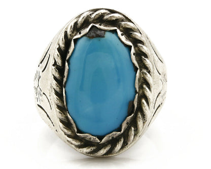 Navajo Ring .925 SOLID Silver Kingman Turquoise Artist Martha Cayatineto
