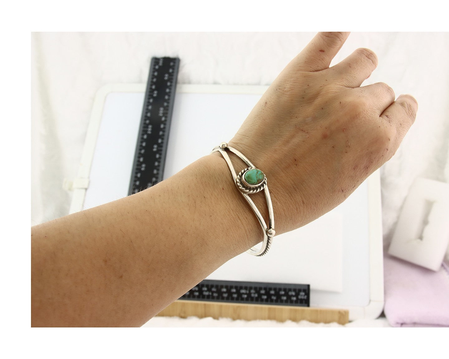 Vintage Navajo Bracelet 925 Silver Turquoise Tranditional Handmade Signed Gecko