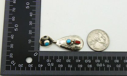 Navajo Earrings 925 Silver Turquoise & Coral Artist Signed Leeann Lee C.80's